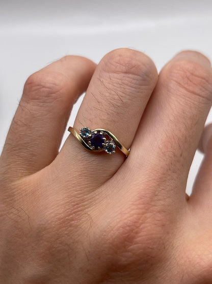 9ct gold amethyst and topaz ring