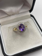 Load image into Gallery viewer, 9ct gold amethyst and diamond ring

