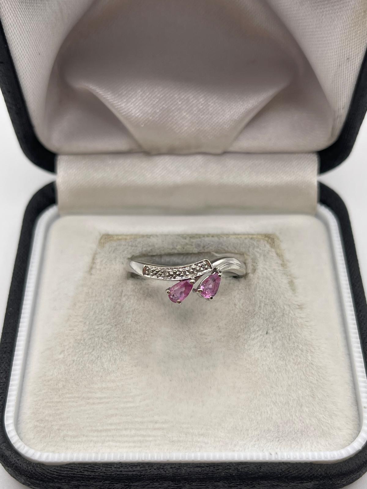 9ct white gold pink sapphire and diamond ring
