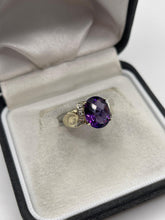 Load image into Gallery viewer, 9ct gold amethyst and diamond ring
