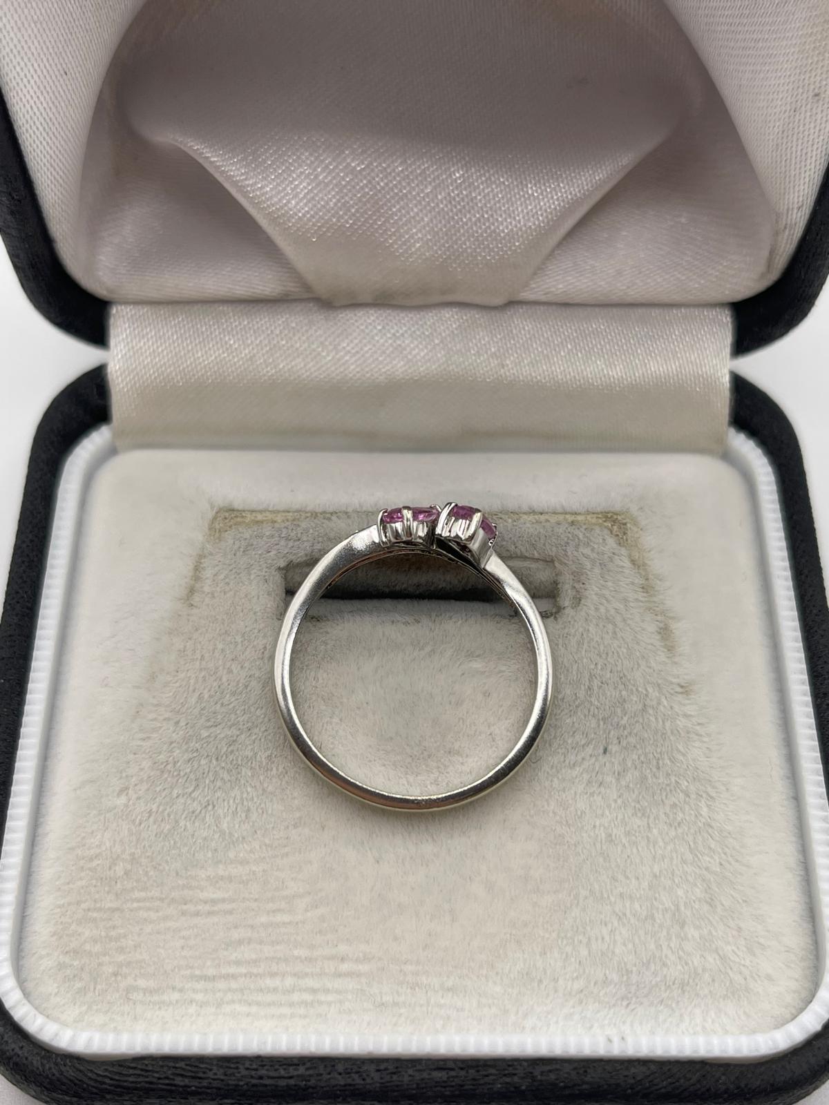 9ct white gold pink sapphire and diamond ring