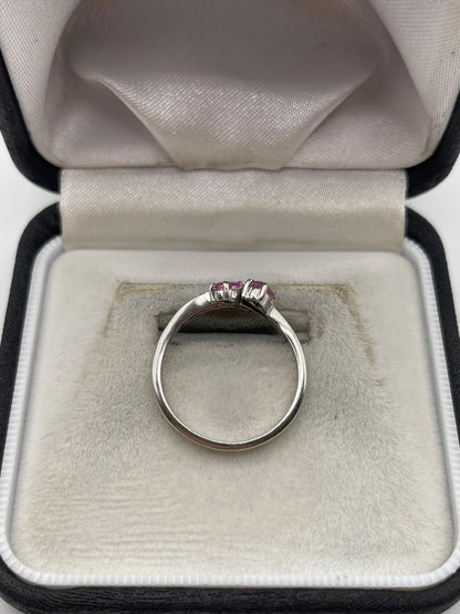 9ct white gold pink sapphire and diamond ring