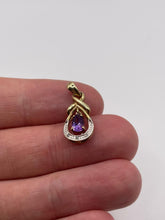 Load image into Gallery viewer, 9ct gold amethyst and diamond pendant
