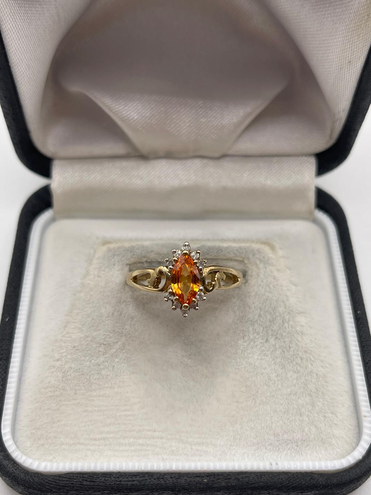 9ct gold orange sapphire and diamond ring