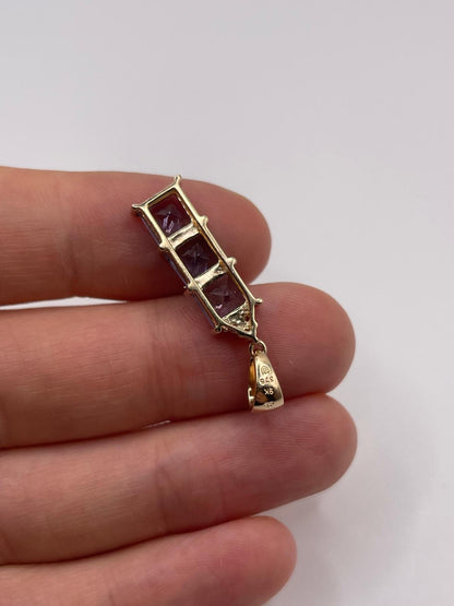 9ct gold iolite and zircon pendant