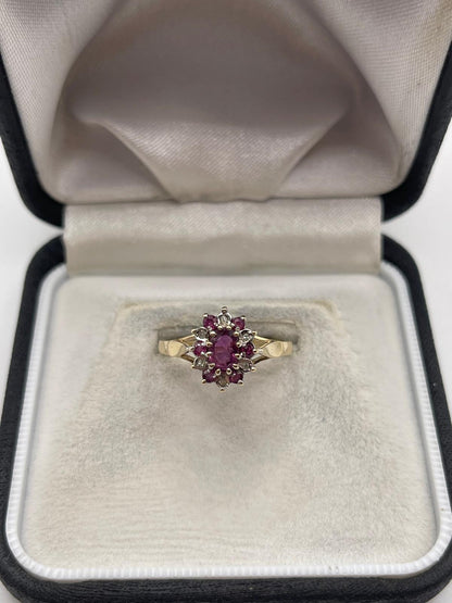 9ct gold ruby and diamond ring