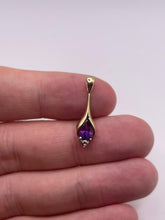 Load image into Gallery viewer, 9ct gold amethyst and diamond pendant
