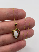 Load image into Gallery viewer, 9ct gold opal and diamond necklace

