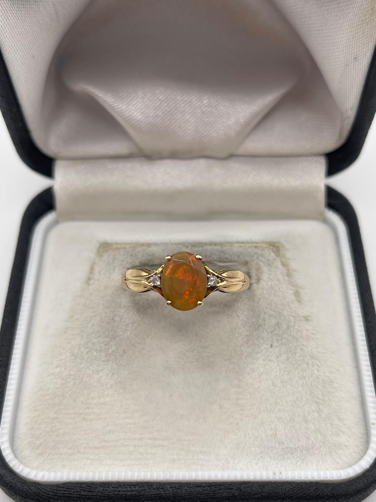 9ct gold opal and diamond ring