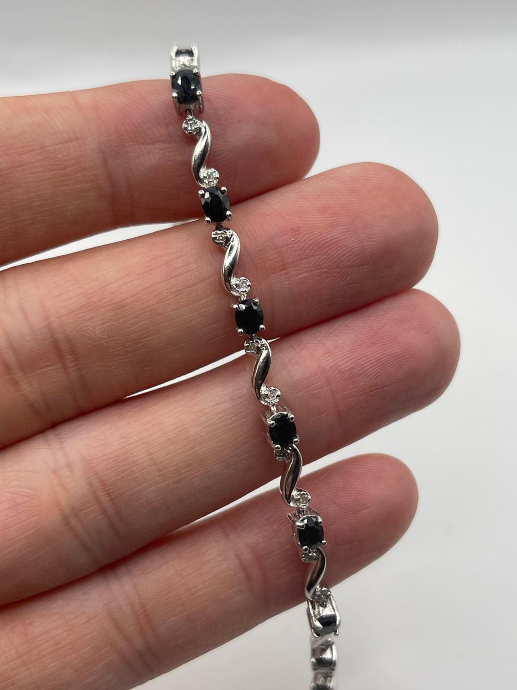 9ct white gold sapphire and diamond bracelet