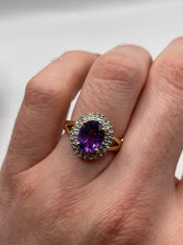 Load image into Gallery viewer, 9ct gold amethyst and diamond ring
