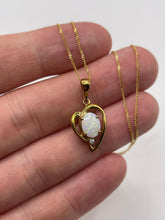 Load image into Gallery viewer, 9ct gold opal and diamond necklace
