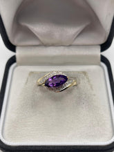 Load image into Gallery viewer, 9ct gold amethyst and diamond ring
