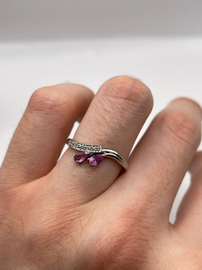 9ct white gold pink sapphire and diamond ring