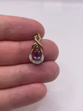 Load image into Gallery viewer, 9ct gold amethyst and diamond pendant
