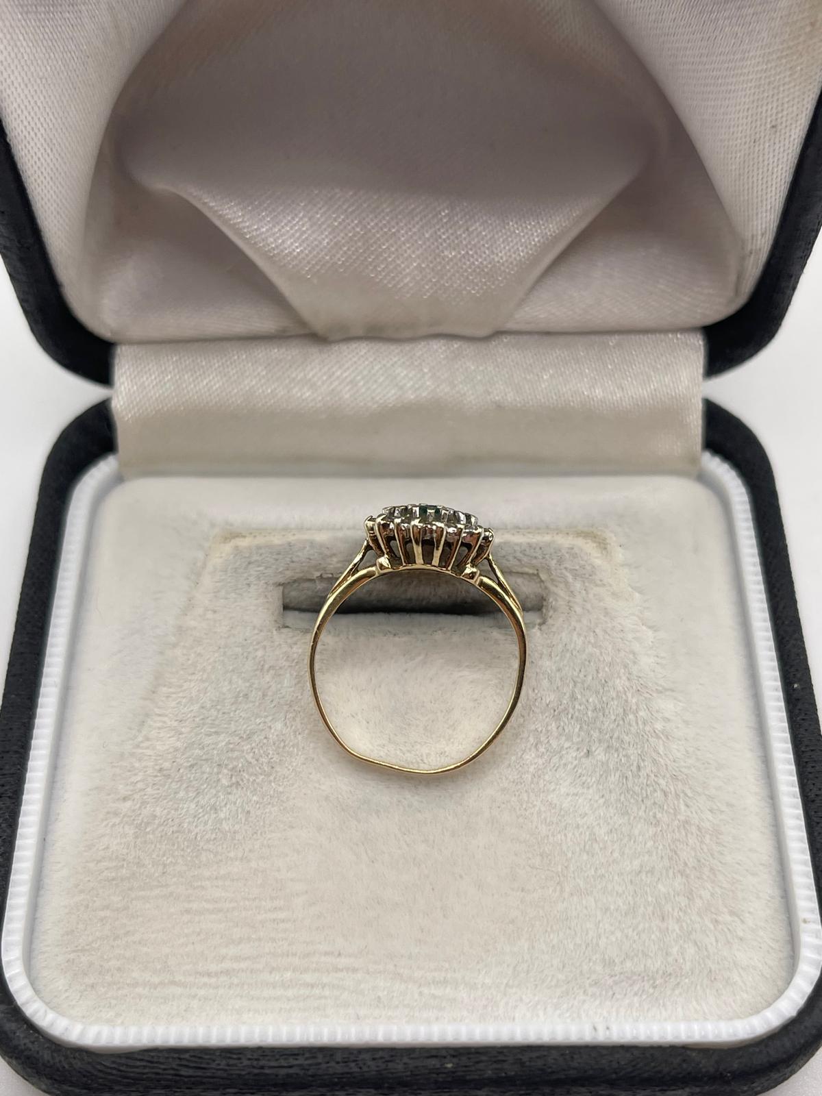9ct gold emerald and diamond ring