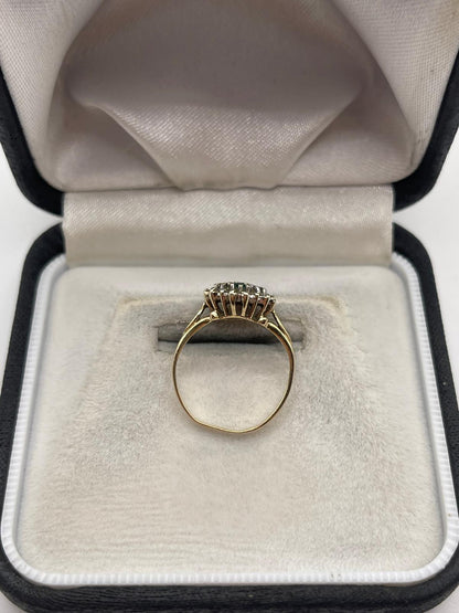 9ct gold emerald and diamond ring