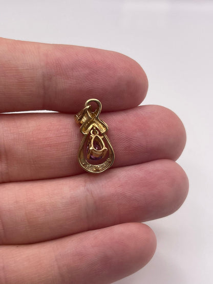 9ct gold amethyst and diamond pendant