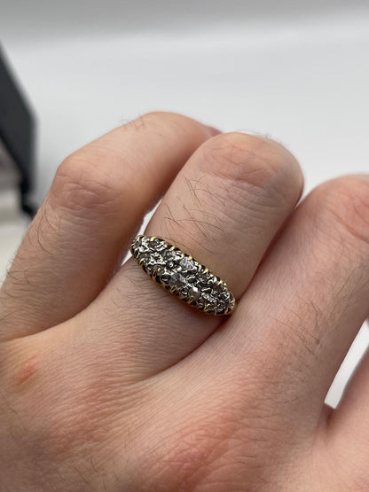 Antique 9ct gold old cut diamond ring