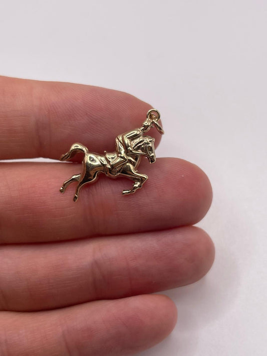 9ct gold jockey riding horse charm