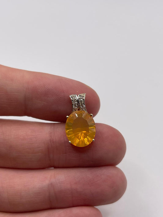 9ct gold opal and diamond pendant