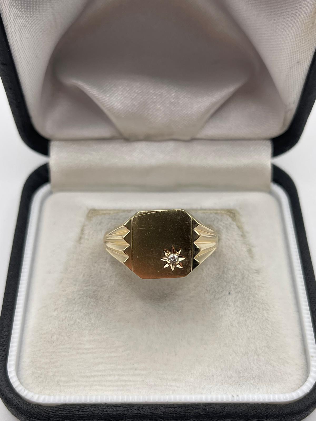 9ct gold diamond signet ring