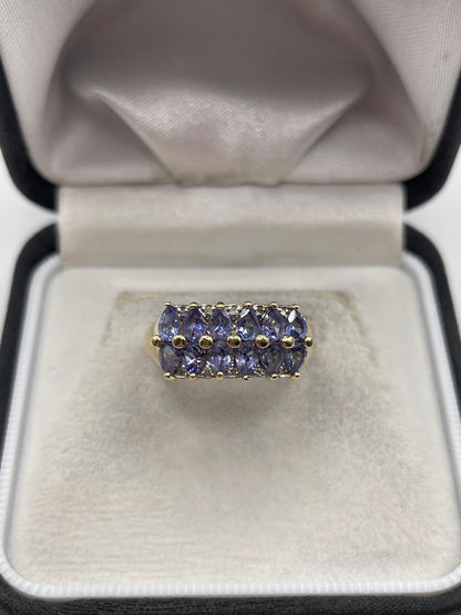 9ct gold tanzanite and diamond ring