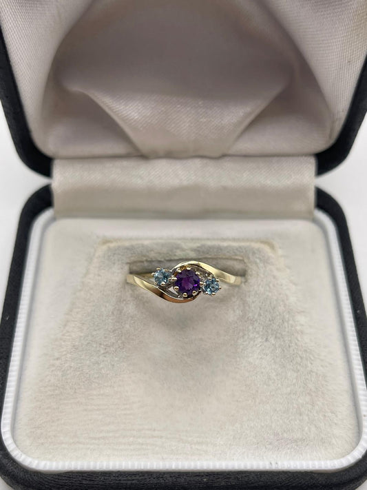 9ct gold amethyst and topaz ring