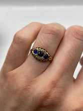 Load image into Gallery viewer, 9ct gold sapphire, paste and diamond ring
