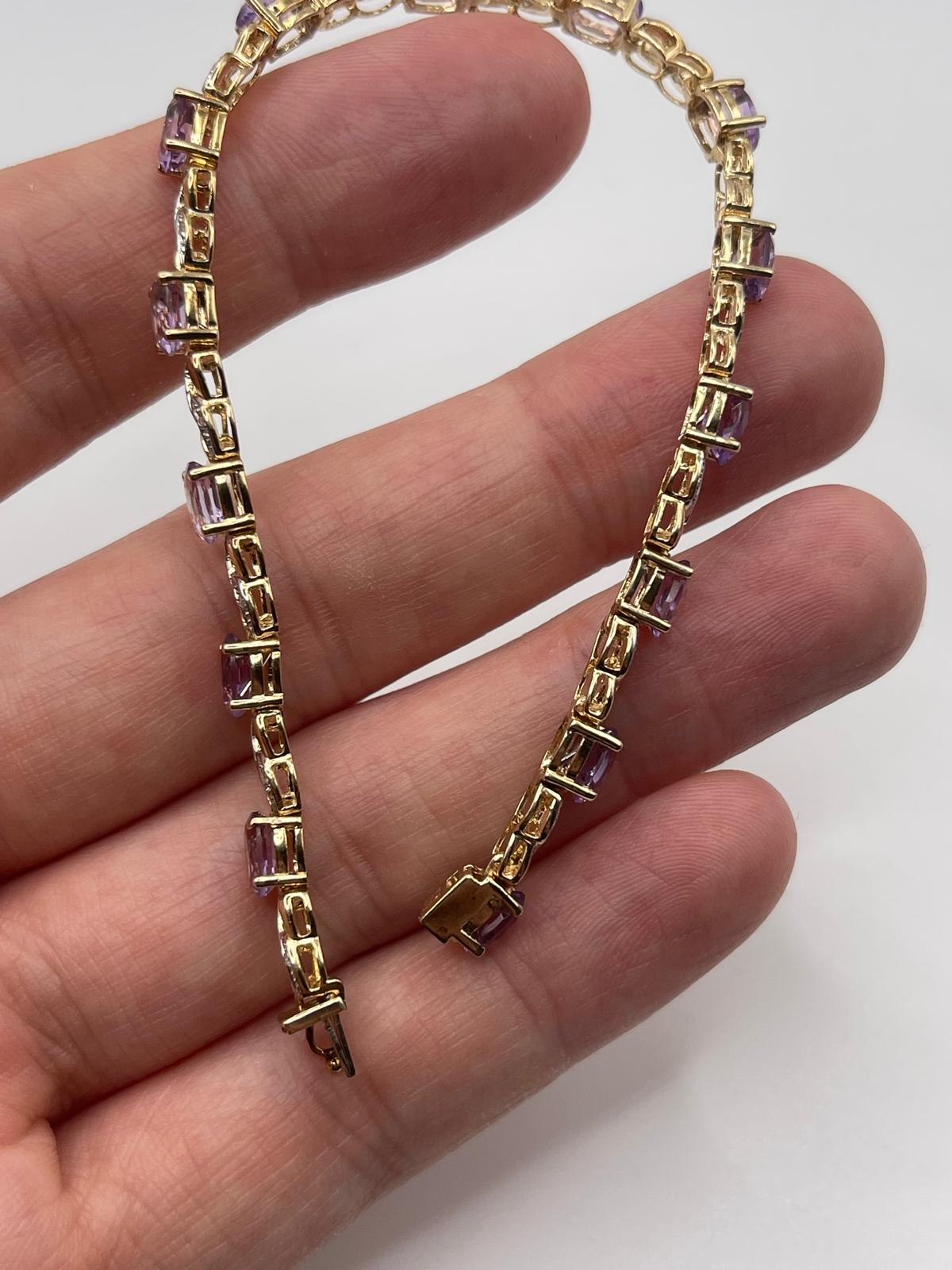 9ct gold amethyst and diamond bracelet