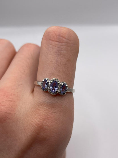 9ct white gold tanzanite and diamond ring