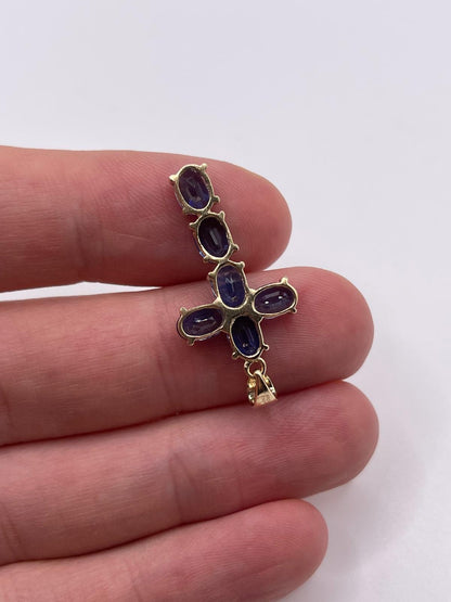 9ct gold kyanite cross pendant