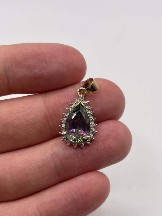 9ct gold topaz and diamond pendant