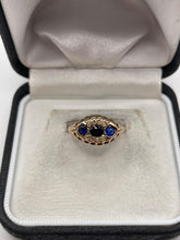 Load image into Gallery viewer, 9ct gold sapphire, paste and diamond ring
