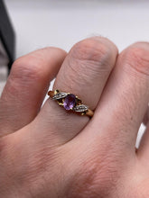 Load image into Gallery viewer, 9ct gold amethyst and diamond ring
