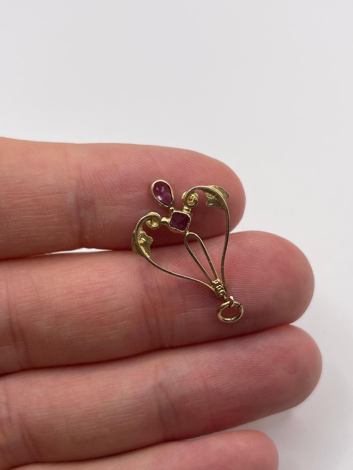 Antique 9ct gold amethyst and pearl pendant