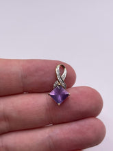 Load image into Gallery viewer, 9ct gold amethyst and diamond pendant
