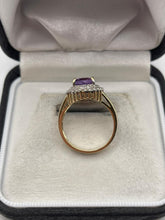 Load image into Gallery viewer, 9ct gold amethyst and diamond ring
