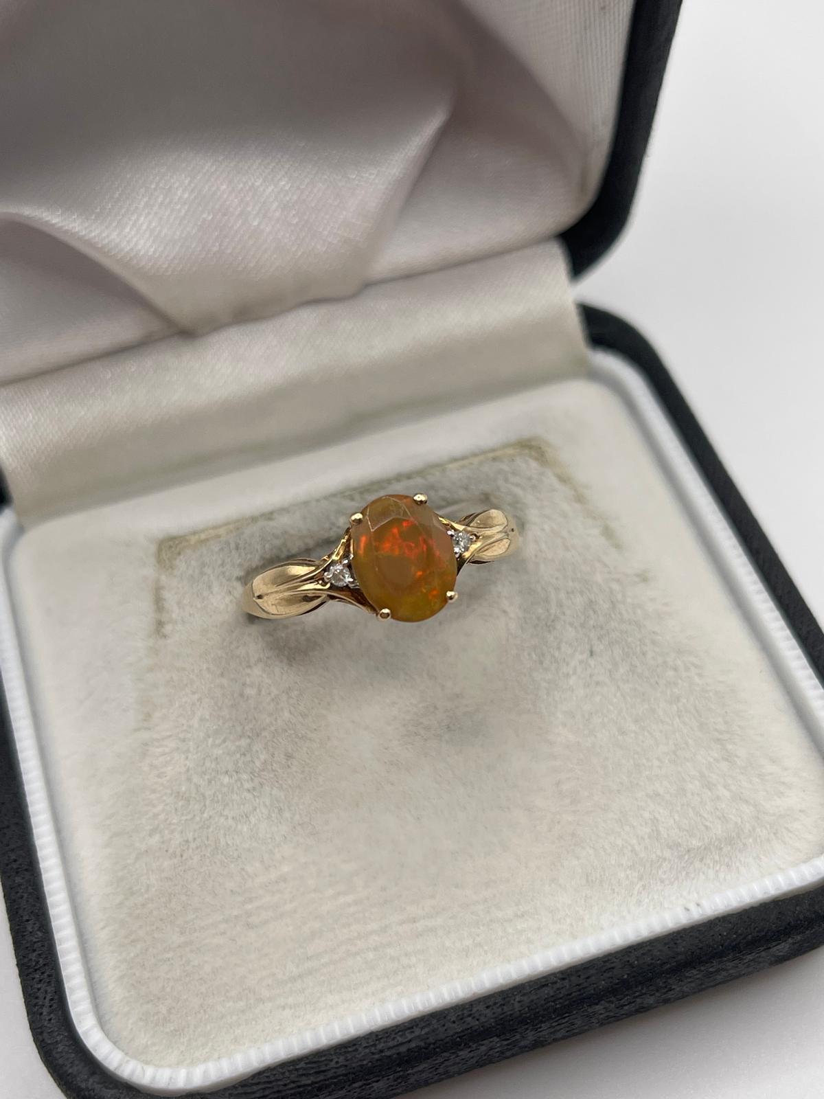 9ct gold opal and diamond ring