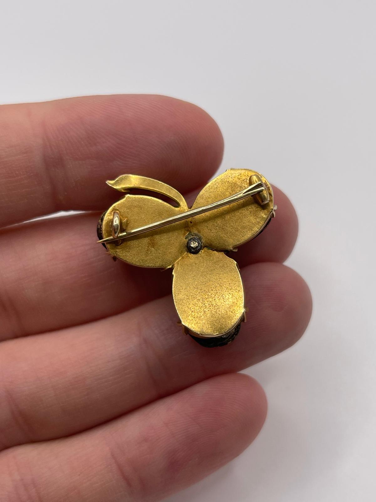 Antique 18ct gold scarab beatle and pearl brooch