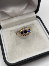 Load image into Gallery viewer, 9ct gold sapphire, paste and diamond ring
