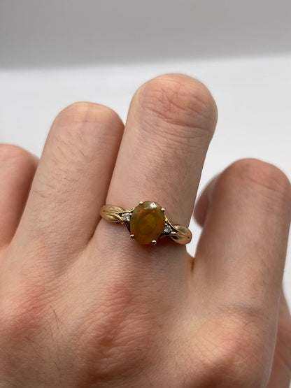 9ct gold opal and diamond ring