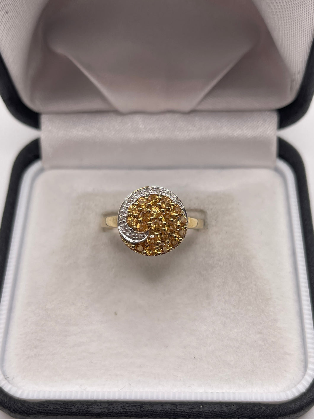 9ct gold citrine and diamond ring
