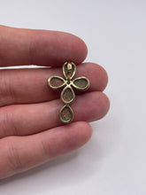 Load image into Gallery viewer, 9ct gold unakite and diamond cross pendant
