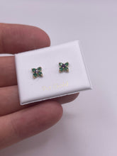 Load image into Gallery viewer, 9ct gold emerald and amethyst earrings
