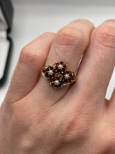 Load image into Gallery viewer, 9ct gold garnet and pearl ring
