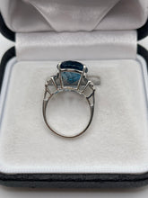 Load image into Gallery viewer, 9ct white gold blue topaz and zircon ring
