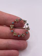Load image into Gallery viewer, Antique 9ct gold turquoise and pearl brooch
