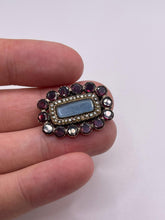 Load image into Gallery viewer, Antique rolled gold garnet and pearl mourning brooch

